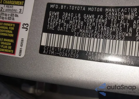 2011 Toyota Corolla S from USA, damaged, VIN 2T1BU4EE8BC597853